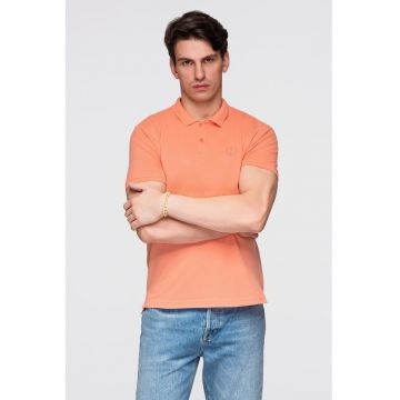 Tricou polo cu model uni - Roz somon