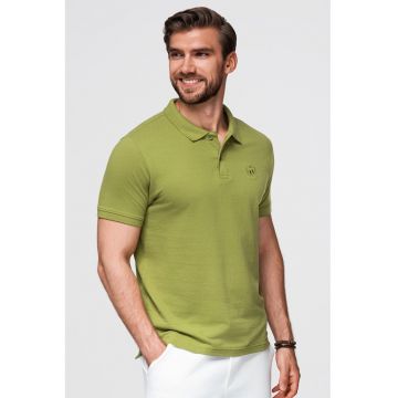 Tricou polo cu model uni - Verde masliniu