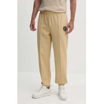 Lacoste pantaloni de trening culoarea bej, neted