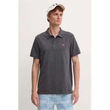 Levi's polo de bumbac culoarea gri, neted, 35883