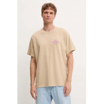 Levi's tricou din bumbac barbati, culoarea bej, cu imprimeu, 87373