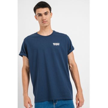 Tricou din bumbac cu decolteu la baza gatului