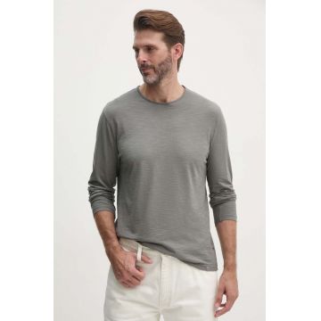United Colors of Benetton longsleeve din bumbac culoarea gri, neted, 3JE1J19A9