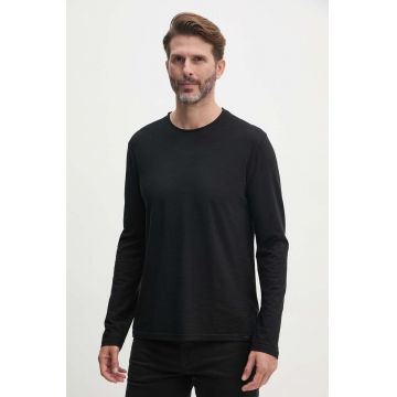 United Colors of Benetton longsleeve din bumbac culoarea negru, neted, 3JE1J19A9