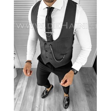 Vesta barbati eleganta slim fit gri B8181 N8-4.3