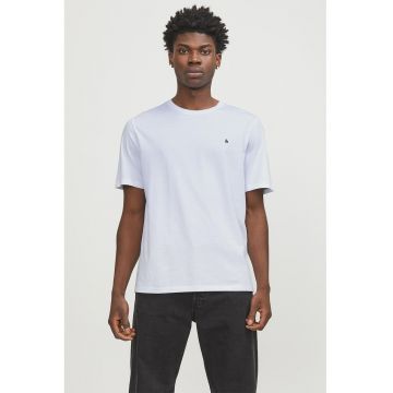 Tricou de bumbac organic cu decolteu la baza gatului si broderie discreta - Alb optic