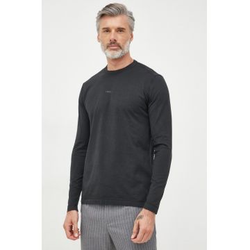 BOSS longsleeve din bumbac Boss Casual culoarea negru, neted