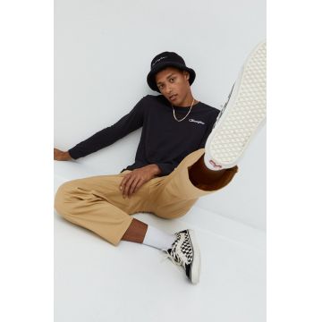 Champion longsleeve din bumbac culoarea negru, neted