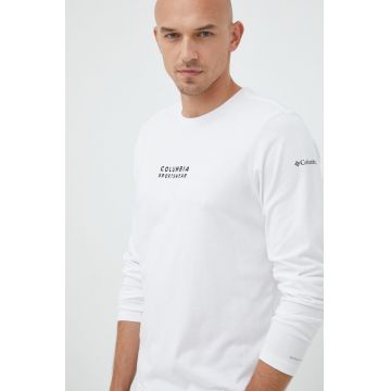 Columbia longsleeve barbati, culoarea alb, cu imprimeu