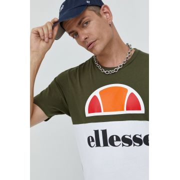 Ellesse tricou din bumbac culoarea verde, cu imprimeu