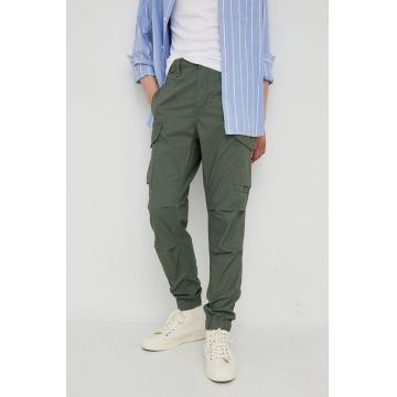 G-Star Raw pantaloni de bumbac barbati, culoarea verde, cu fason cargo