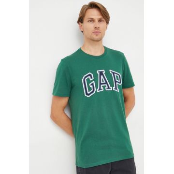GAP tricou din bumbac culoarea verde, cu imprimeu