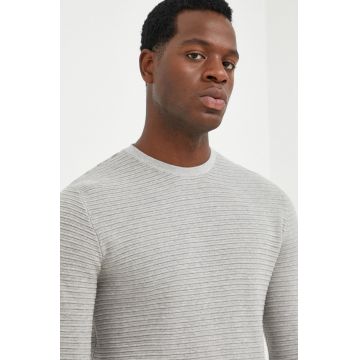 Lindbergh pulover de bumbac barbati, culoarea gri, light