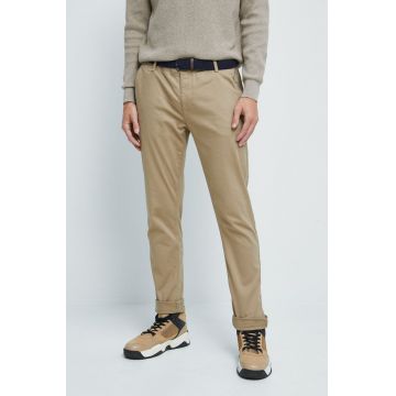 Medicine pantaloni barbati, culoarea bej, cu fason chinos