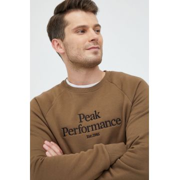 Peak Performance bluza barbati, culoarea verde, neted