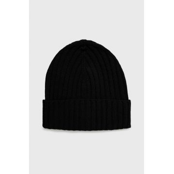 Sisley caciula de lana culoarea negru, din tesatura neteda Sisley caciula de lana culoarea negru, din tesatura neteda