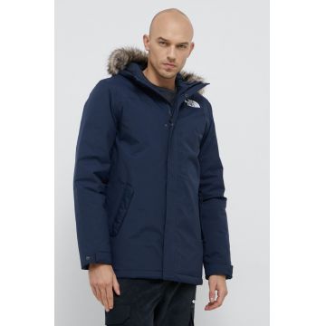 The North Face geaca M RECYCLED ZANECK JACKET barbati, culoarea albastru marin, de iarna