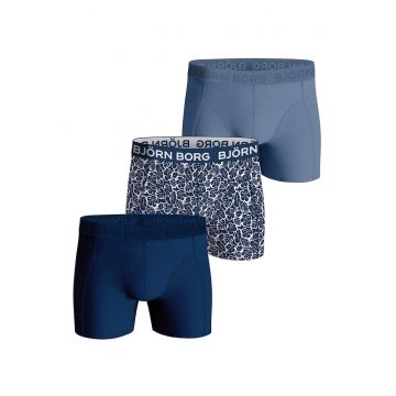Set de boxeri uni si cu model - 3 perechi - Alb/Albastru