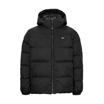 Geaca cu umplutura de puf si gluga - Negru