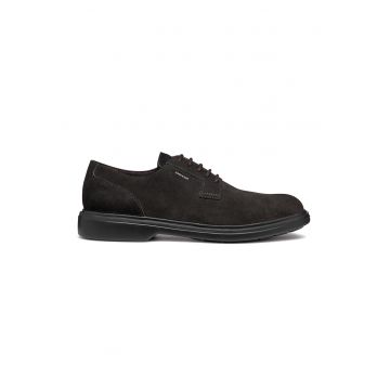 Pantofi derby de piele intoarsa - Gri antracit