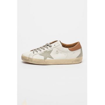 Pantofi sport de piele cu aspect uzat Super Star - Caramel/Alb murdar/Crem