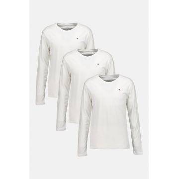 Set de bluze uni de bumbac - 3 piese - Alb optic