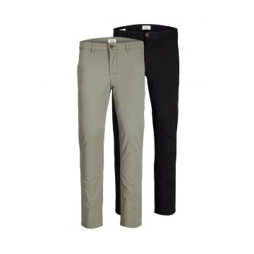 Set de pantaloni chino slim fit Marco - 2 perechi - Negru/Kaki
