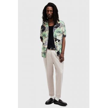 AllSaints pantaloni din lână TALLIS culoarea bej, drept, M002TZ
