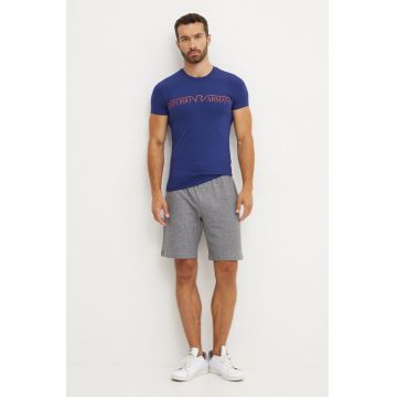 Emporio Armani Underwear tricou lounge culoarea bleumarin, cu imprimeu, 111035 4F516
