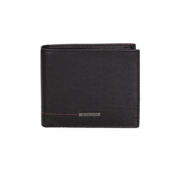 Portofel pliabil de piele cu logo discret 166969 - Rosu/Negru