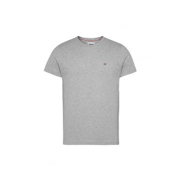 Tricou slim fit de bumbac - Gri melange