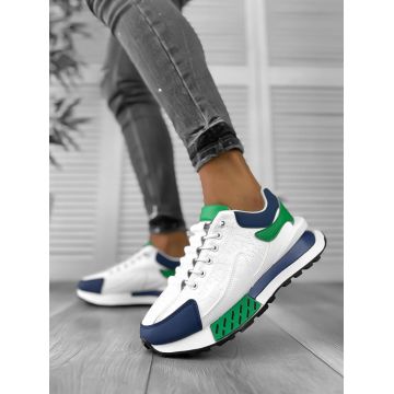 Adidasi barbati albi cu verde  A100 N9-2