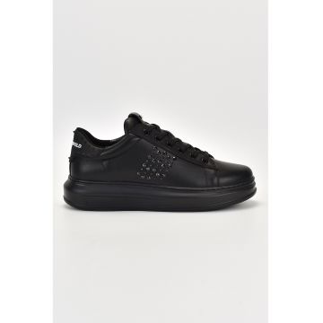 Pantofi sport din piele cu garnituri din material sintetic - Negru
