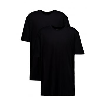 Set de tricouri din bumbac cu model uni - 2 piese - Negru