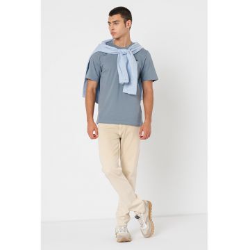 Tricou de bumbac cu imprimeu pe partea din spate - Gri carbune