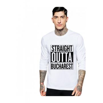 Bluza barbati alba - Straight Outta Bucuresti