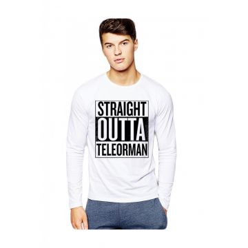 Bluza barbati alba - Straight Outta Teleorman