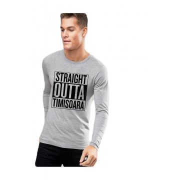 Bluza barbati gri cu text negru - Straight Outta Timisoara