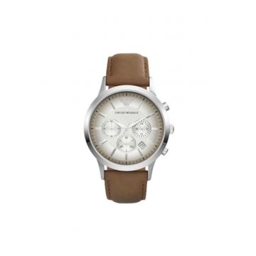 Ceas barbatesc -  42 mm - Curea piele - Maro