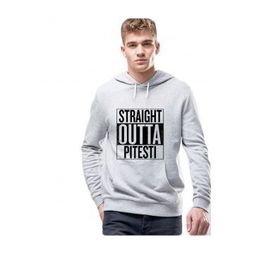 Hanorac Barbati Gri - Straight Outta Pitesti