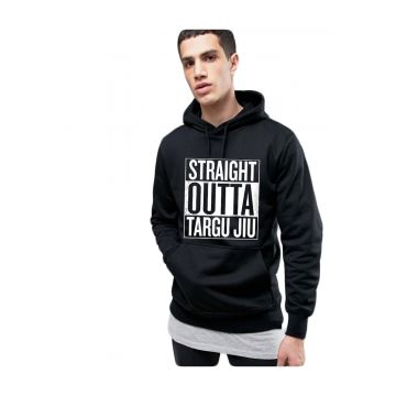 Hanorac Barbati Negru - Straight Outta Targu Jiu