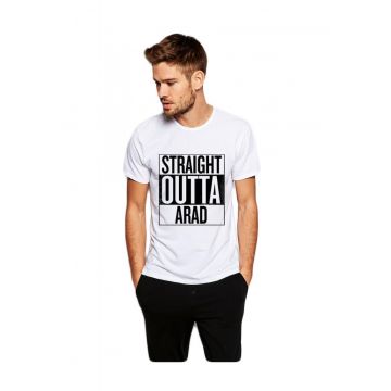 Tricou alb barbati - Straight Outta Arad -