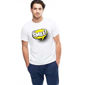 Tricou barbati alb - Smile
