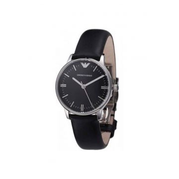 Ceas barbatesc -  32 mm - Piele - Negru
