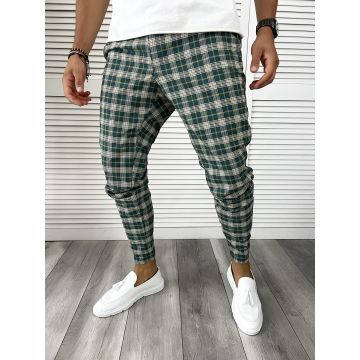 Pantaloni barbati eleganti verzi in carouri B8790  N7-4.2