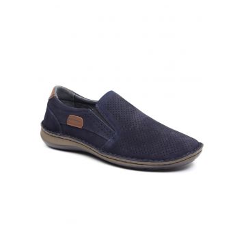 Pantofi barbati perforati bleumarin nubuk