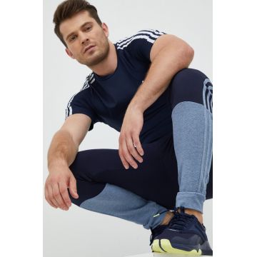 adidas pantaloni de trening barbati, culoarea albastru marin, neted