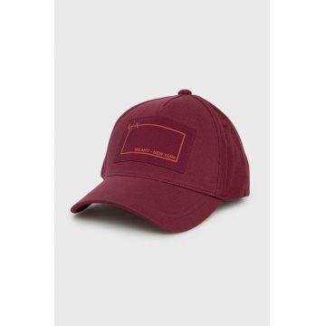 Armani Exchange șapcă de baseball din bumbac culoarea bordo, neted