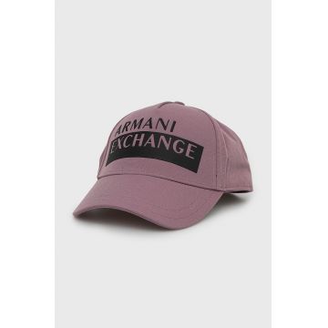 Armani Exchange sapca culoarea violet, neted