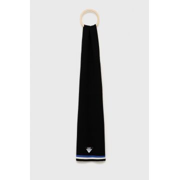 EA7 Emporio Armani esarfa de lana culoarea negru, neted EA7 Emporio Armani esarfa de lana culoarea negru, neted